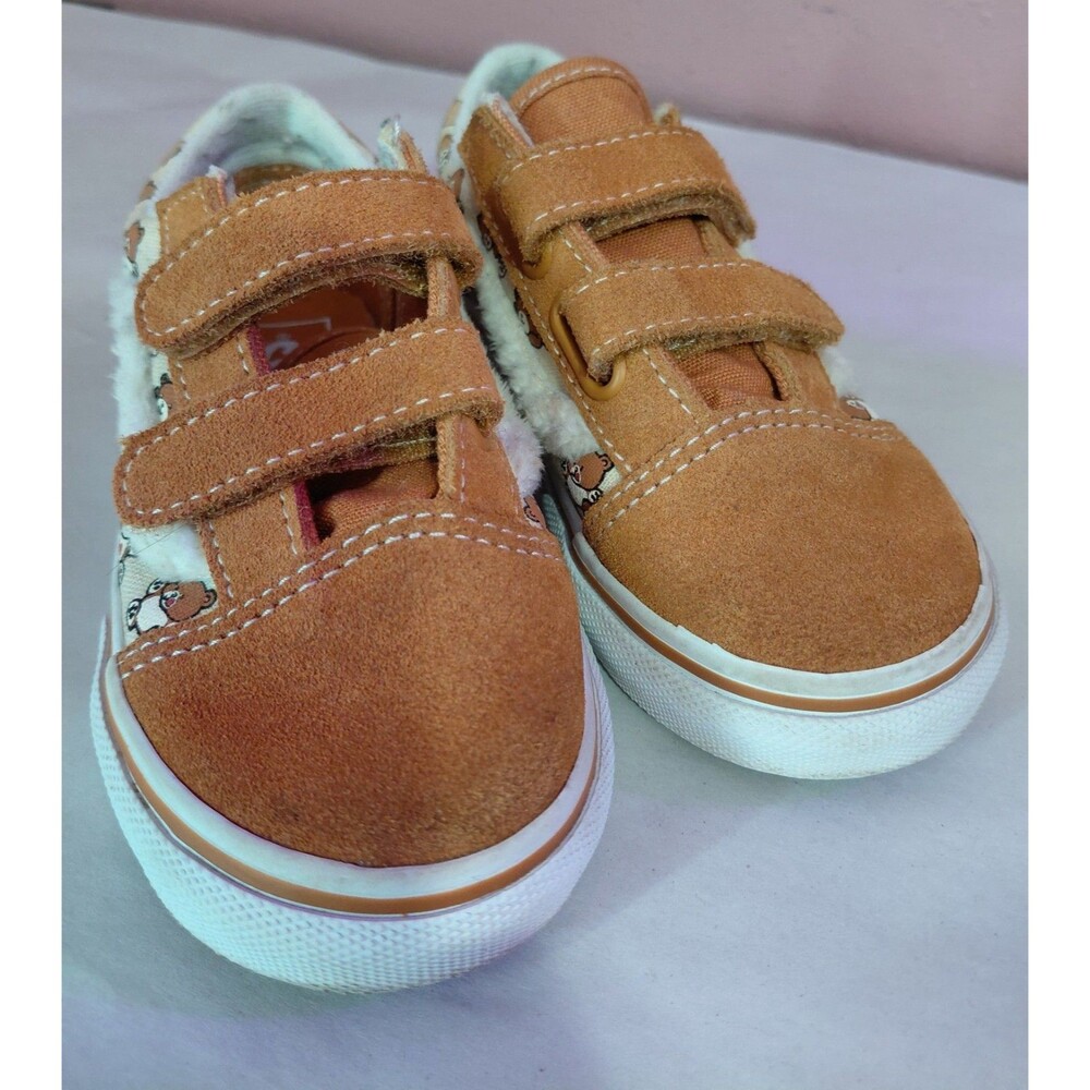 Vans Old Skool Brown Suede Canvas Toddler Shoes Size 9 Unisex - Picture 1 of 7
